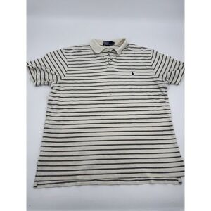 Ralph Lauren Polo Men's Size‎ X-Large Soft Knit Shirt Ivory Navy Blue Stripes XL